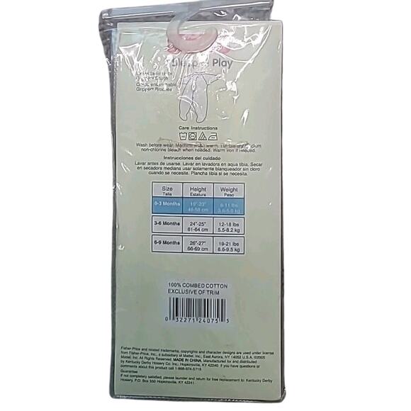 VTG NOS Fisher Price Puppy Print Footed Sleeper Pajamas Newborn 0–11 lb NWT - Picture 4 of 5